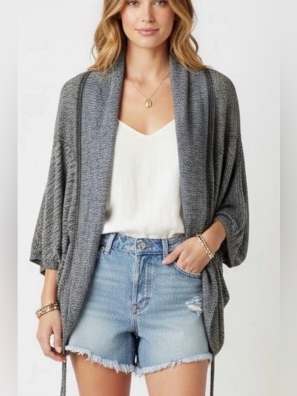 Lululemon Women's Breeze Easy Cardigan Wrap Sweater Gray Size XS / S Oversized
